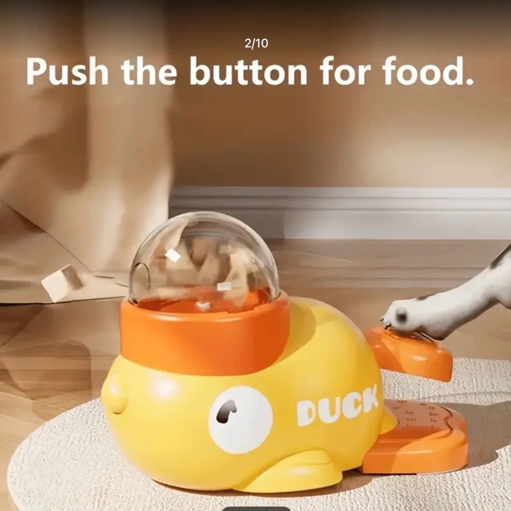 Yellow Duckling Cat Dog Interactive Food or Treat Dispenser
